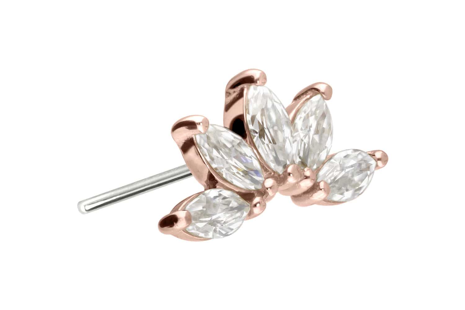 14 Karat Gold Aufsatz mit Titan Push Pin MOISSANIT-LOTUSBLÜTE von Piercingline